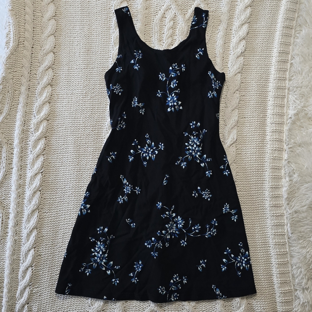 Black dress with Blue Floral Print